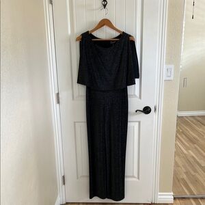Connected Apparel Black metallic black silver Off the Shoulder Gown/pants